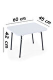 Exent 45X60 cm Kamp Sehpası + 3 Adet LACİVERT Tabure Piknik, bahçe sehpası Katlanır Sehpa-B-3L
