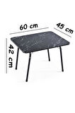 Exent 45X60 cm Kamp Sehpası + 3 Adet LACİVERT Tabure Piknik, bahçe sehpası Katlanır Sehpa-ME-3L