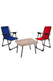Exent 45x60 Katlanır Masa + 2 Adet Kamp Sandalyesi, Çift dikişli 120 kg kapasiteli-KIR-LAC-ATL
