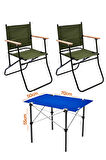 2 Adet 120 Kg kapasiteli Katlanır Kamp Sandalyesi ve 50x70 Kamp Masası Seti-2-AS-5070-M