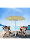 ☀️🏖️ Exent 160 Cm Eğilebilir Plaj Şemsiyesi + Ayarlanabilir Şemsiye Kazığı Seti-SARI