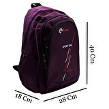 Gen-Of 3 Bölmeli Sport Bag Okul Sırt Çantası Çizgi Baskılı Mürdüm KOD:702