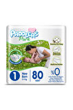 Paddlers Pure Bebek Bezi 1 Numara Yenidoğan 80 Adet (2-5 Kg) Jumbo Paket