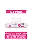 Paddlers Gül Kokulu Islak Mendil 12x72 li Koli (864 Yaprak)