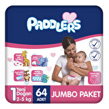 Paddlers Bebek Bezi 1 Numara Yenidoğan 64 Adet (2-5 Kg) Jumbo Paket