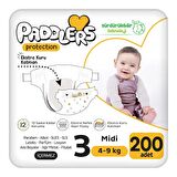 Paddlers Protection Bebek Bezi 3 Numara Midi 200 Adet (4-9 Kg) Ekstra Jumbo Set