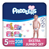 Paddlers Bebek Bezi 5 Numara Junior 208 Adet (11-18 Kg) Ekstra Jumbo Set