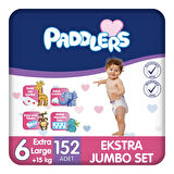 Paddlers Bebek Bezi 6 Numara X-Large 152 Adet (15+Kg) Ekstra Jumbo Set