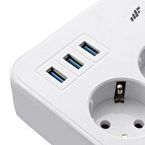 MF Product Jettpower 0370 Koruma Anahtarlı 3 USB'li 2 Mt Uzatma Kablosu  - Avantajlı 2'li Paket