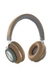 MF Product Acoustic 0125 Mikrofonlu Kulaküstü Kablosuz Bluetooth Kulaklık Kahverengi