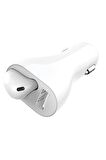 MF Product Jettpower 0180 Araç Şarjı & Mono Bluetooth Kulaklık Beyaz