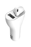 MF Product Jettpower 0180 Araç Şarjı & Mono Bluetooth Kulaklık Beyaz