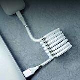 MF Product Jettpower 0597 Mıknatıslı Sarma Type-C Şarj Kablosu 1 m Beyaz