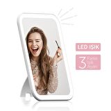 Polosmart PSC20 Şarjlı Led Işıklı Makyaj Aynası Beyaz