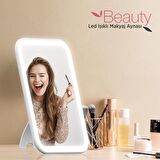 Polosmart PSC20 Şarjlı Led Işıklı Makyaj Aynası Beyaz