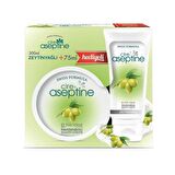 Cire Aseptine Aseptine Nemlendirici E Vitaminli ve Parabensiz Tüm Cilt Tipleri için Zeytinyağlı Kokulu Vücut Kremi 300 ml & 75 ml Hediyeli 