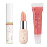 Luss Lip gloss Dudak Parlatıcısı No8 Dudak Balm No2 Ve Kaş Ve Kirpik Besleyici Seum 3lü Set