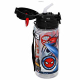 Spiderman Lisanslı Pipetli Plastik Matara 500 ml Siyah (OTTO-42526)