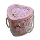 Linea Kilitli Metal Kalp Şekilli Kumbara (0356) Pembe