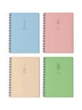 4'lü Spiralli Okul Defteri 60 Yaprak 4'lü Set - A5 Boy Kareli 15 X 21 Cm Neon Set Defter
