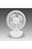 Kiwi Kfan-7607 Şarjlı Beyaz Ayarlanılabilir Mini Fan Masa Üstü Vantilatörü Usb Soğutucu Sessiz El Fanı
