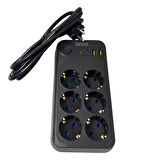 ShowMax SH-4630 2Mt 2xUSB-2xTYPE-C 4lü Termal Akım Korumalı Priz 10A 2500W