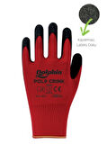 Dolphin POL9 Crink Kırmızı/Siyah Polyester Lateks İş Eldiveni