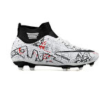 Laliga Genç Çim Zemin Kramponu GKRP-BEYAZ-SIYAH-DESENLI Beyaz