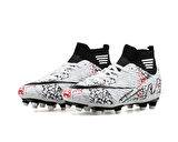 Laliga Genç Çim Zemin Kramponu GKRP-BEYAZ-SIYAH-DESENLI Beyaz