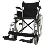 Poylin Manuel Tekerlekli Sandalye | Katlanabilir Sırtlı Çelik Şase, Bas-Çıkar Tekerlekli, Antibakteriyel Döşemeli P111