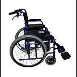 Poylin Özellikli Standart Manuel Tekerlekli Sandalye | Katlanabilir Sırtlı Çelik Şase, Refakatçi Frenli, Antibakteriyel Döşemeli P110