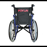 Poylin Özellikli Standart Manuel Tekerlekli Sandalye | Katlanabilir Sırtlı Çelik Şase, Refakatçi Frenli, Antibakteriyel Döşemeli P110