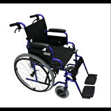 Poylin Özellikli Standart Manuel Tekerlekli Sandalye | Katlanabilir Sırtlı Çelik Şase, Refakatçi Frenli, Antibakteriyel Döşemeli P110