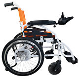 Poylin P200C Katlanabilir Çocuk Akülü Tekerlekli Sandalye Turuncu | Katlanabilir Çelik Gövde, Elektromanyetik Fren, 120 kg Kapasite