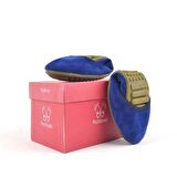 Mavi Süet Katlanabilir Kadın Babet