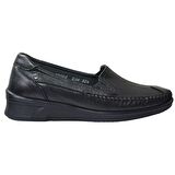 Forelli 48202-G Amelia Siyah Kadın Comfort Deri Ayakkabı