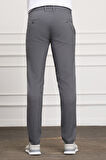 Gri Slim Fit Dar Kesim Yan Cep Bağcıklı Jogger Erkek Pantolon