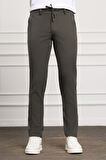 Haki Slim Fit Dar Kesim Yan Cep Bağcıklı Jogger Erkek Pantolon