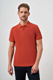 Erkek Tarçın Basic Düz %100 Pamuk Slim Fit Dar Kesim Kısa Kollu  Polo Yaka Tişört
