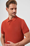 Erkek Tarçın Basic Düz %100 Pamuk Slim Fit Dar Kesim Kısa Kollu  Polo Yaka Tişört