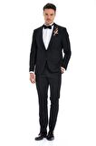 Siyah Slim Fit Jakarlı Smokin