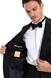 Morven Erkek Lyon Slimfit Jakarlı Smokin Siyah