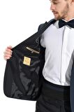 Morven Erkek Toul Slimfit Jakarlı Smokin Saks Mavisi