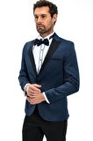 Morven Erkek Portofino Slimfit Jakarlı Smokin Lacivert
