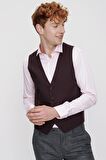  Erkek Bordo Jakarlı Slim Fit Dar Kesim Yelek
