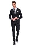 Morven Erkek Basic Slim Fit Takım Elbise Siyah