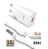 Linktech S661 Qualcomm 3.0 Hızlı Şarj Cihazı ve Micro-USB Şarj Kablosu