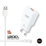 Linktech T443 Strong 12W Şarj Cihazı ve Type-C Şarj Kablosu
