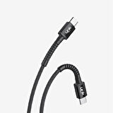 K598 Güvenli ve Hızlı 3A 1m 25W Örgülü USB-C Şarj Kablosu