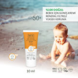 INCIA %100 Doğal Bebek Güneş Kremi Leke Karşıtı Mineral Filtreli Yüksek Koruma SPF 50+ UVA UVB 10 ml